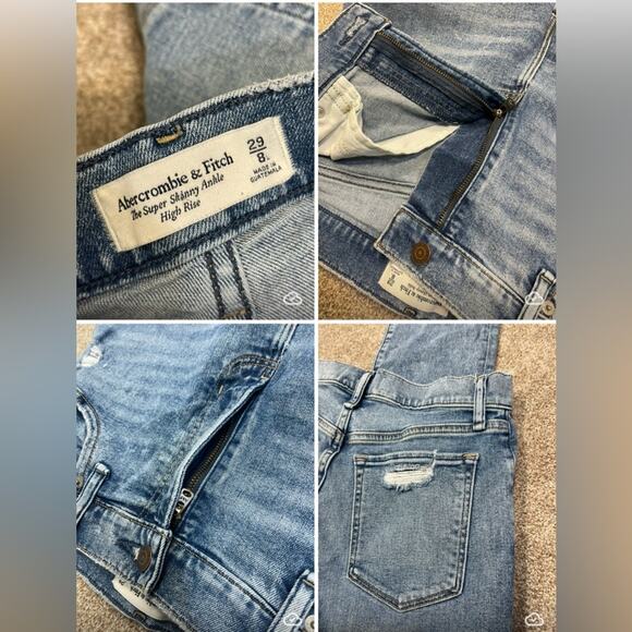 Abercrombie & fitch the super skinny ankle jeans womens 8/29L high rise distress - Picture 8 of 14